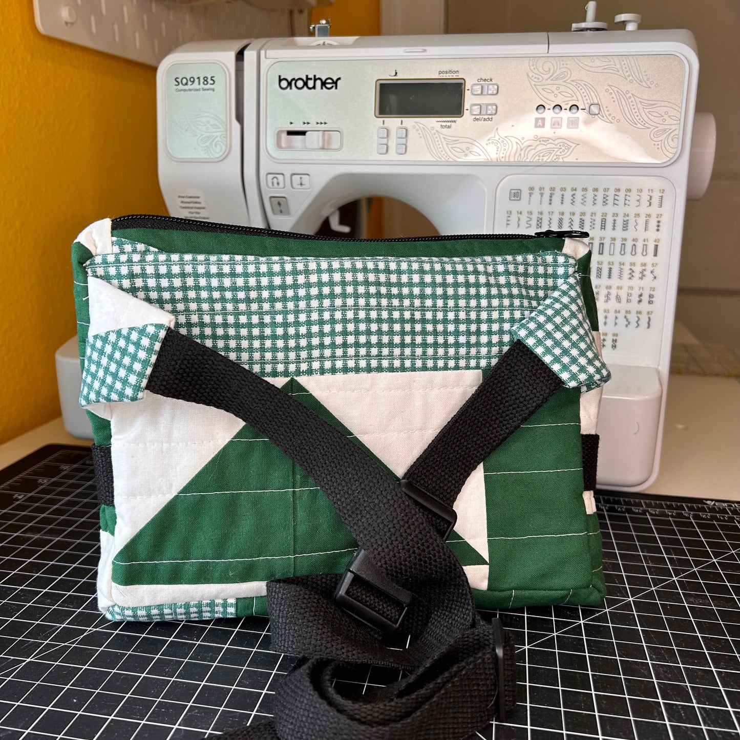 Green Pinwheels - Patchwork Crossbody Bag